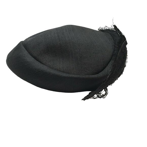 Vtg Juliette Cap DuBarry French Adaptations Ladies Black Hat Paris & New York - Picture 5 of 8